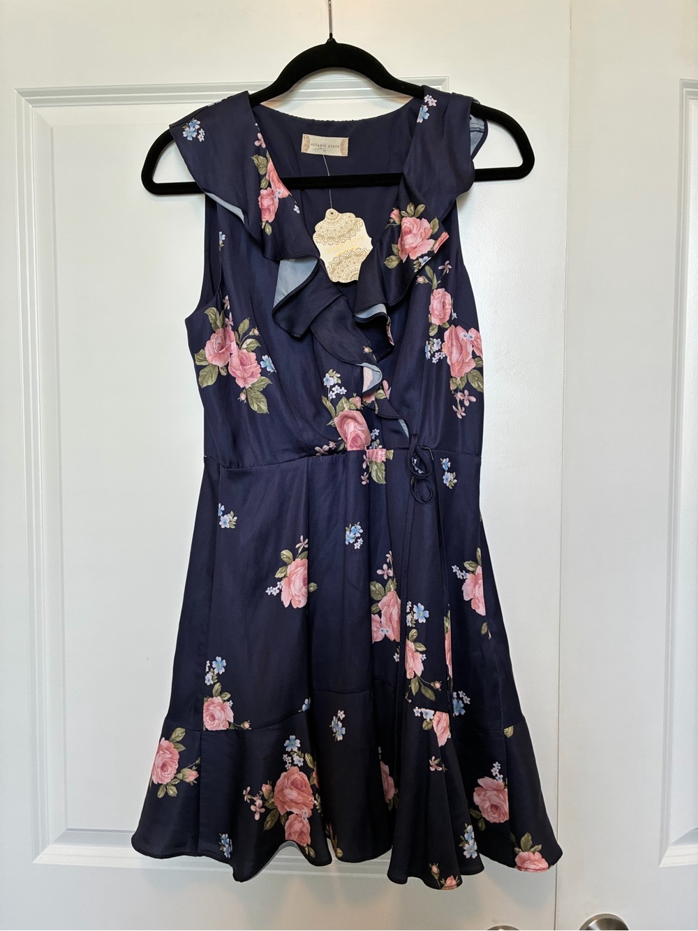 Altar'd State Navy Dress with Pink Rose Floral Print